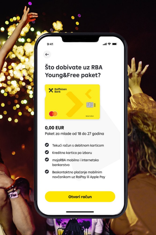 Ekan na kojem je prikazano što se sve dobije ugovaranje RBA Young&Free paketa
