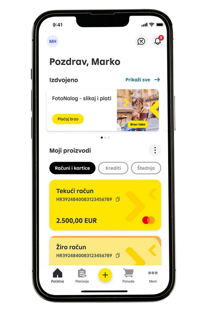Početni ekran u mojaRBA aplikaciji