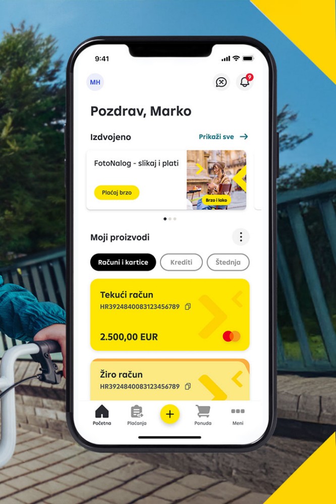 Prikazan je početni ekran u mojaRBA