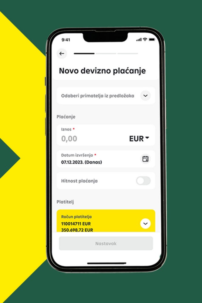 Ekan na kojem je prikazano novo devizno plaćanje