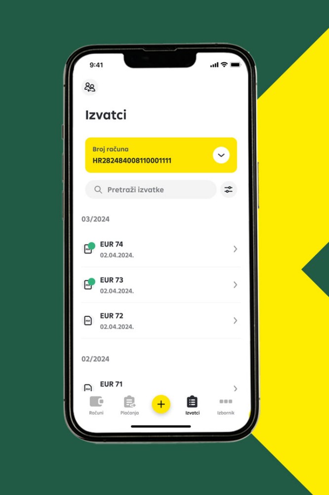 Ekan na kojem su prikazani izvatci